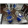 Image 1 : 4 Art Glass With Metal Footed Bowls - 4 Times the Money - No Shipping