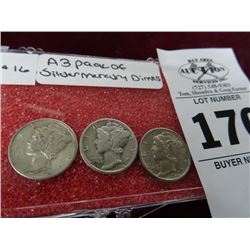 3-Pack of Silver Mercury Dimes