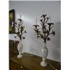 Image 1 : Marble & Metal Flower 3-Light Lamp Set of 2