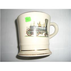 VINTAGE OLD COFFEE CUP STAMPED *MILBORN MFG-23K GOLD USA* HAS PRINT ON IT OF ENGINE TRAIN!! ITEM CAM