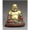 Image 1 : Chinese Polychrome and Gilt Brass Figure of Seated Hotei 20th Century Restoration to dec...