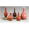 Image 1 : Group of Five Chinese Red Glazed Bottle Vases Late 19th-Early 20th Century One mounted<b...