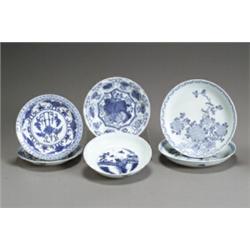 Group of Six Chinese Export Blue and White Shallow Dishes Daoguang-Guangxu Period (1821-1908)<...