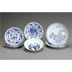 Group of Six Chinese Export Blue and White Shallow Dishes Daoguang-Guangxu Period (1821-1908)<...