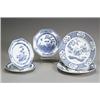 Image 1 : Group of Five Chinese Export Blue and White Dishes Daoguang-Guangxu Period (1821-1908) Cons...