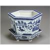 Image 1 : Chinese Export 'Canton' Blue and White JardiniŠre and Stand 20th Century Small chip to rim...