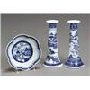 Image 1 : Property of Various Owners Pair of Chinese Export 'Canton' Blue and White Candlesticks...