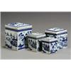 Image 1 : Set of Four Chinese Export 'Canton' Blue and White Graduated Canisters 20th Century The...