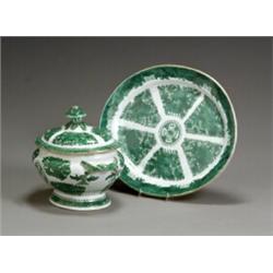 Chinese Export 'Green Fitzhugh' Covered Tureen and Platter 20th Century The oval tureen fla...