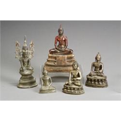 Group of Five Southeast Asian Figures of the Buddha 13th-20th Century Consisting of two...