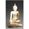 Image 1 : Burmese Gold Lacquered Alabaster Figure of the Seated Buddha 19th Century Some losses an...