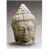 Image 1 : Southeast Asian Gray Stone Head of the Buddha Possibly Javanese, 20th Century Height: 18...