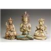 Image 1 : Group of Three Sino-Tibetan Gilt and Polychrome Metal Figures of Seated Deities 20th Century<b...