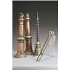 Image 1 : Group of Three Tibetan Brass and Metal Mounted Copper and Silver Ceremonial Trumpets and Two Staf...