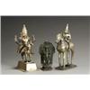 Image 1 : Group of Six South Indian Folk Bronze Figures of Mounted Shiva and Parvati Including three bac...