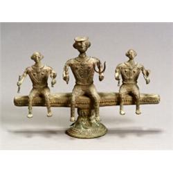 Bastar Folk Bronze Group of Shiva with Two Attendants 18th-19th Century Height: 8 in (20...