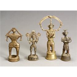 Group of Four Bastar Bronze Figures of Shiva 19th Century Height of tallest: 9-1/2 in (24.1...