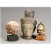 Image 1 : Group of Three Indian Stone Heads of the Buddha 10th-15th Century Including one Khmer sa...