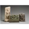 Image 1 : Group of Three Indian Stone Stelae Consisting of a green chlorite depicting Vishnu in a cosmic...