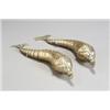 Image 1 : Pair of Indian Engraved Brass Articulated Fish-Form Flasks Circa 1900 Each with turquoise i...