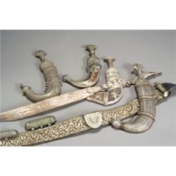 Group of Four Ottoman Daggers (Jambiya) 19th-Early 20th Century Consisting of two with silv...