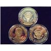 Image 2 : 3-2009 BARACK OBAMA INAUGURATION TOKENS (PF) ALL THREE ARE GOLD IN COLOR AND ARE SILVER DOLLAR SIZED