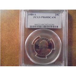 1989-S WASHINGTON QUARTER PCGS PR68 DCAM