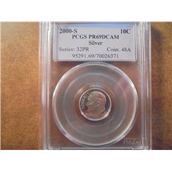 2000-S SILVER ROOSEVELT DIME PCGS PR69 DCAM