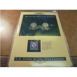 1908 BARBER & 1926 STANDING LIBERTY QUARTERS & STAMP SET AS SHOWN