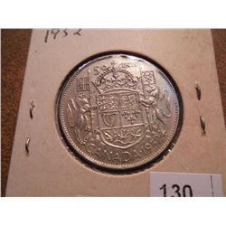 1952 CANADA SILVER 50 CENTS AU