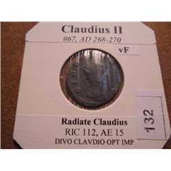 268-270 A.D. CLAUDIUS II ANCIENT COIN VERY FINE