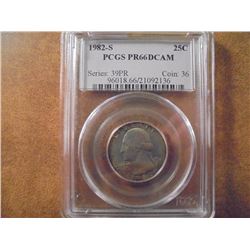 1982-S WASHINGTON QUARTER PCGS PR66 DCAM TONED