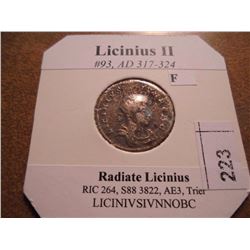 317-324 A.D. LICINIUS II ANCIENT COIN (FINE)