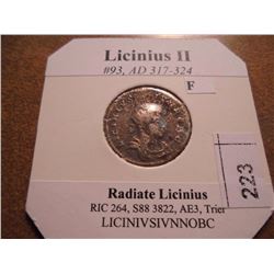 317-324 A.D. LICINIUS II ANCIENT COIN (FINE)