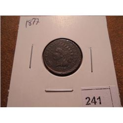 1877 INDIAN HEAD CENT KEY DATE VERY FINE WITH HEAVY PITTING