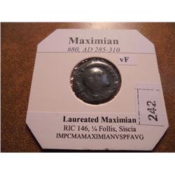 285-310 A.D. MAXIMIAN ANCIENT COIN VERY FINE