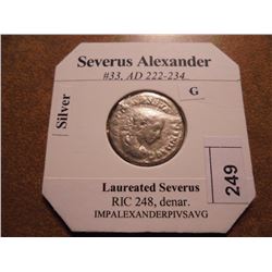 SILVER 222-234 A.D. SEVREUS ALEXANDER ANCIENT COIN