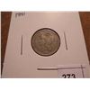 Image 1 : 1881 THREE CENT PIECE (NICKEL) WITH VIRDIGRIS
