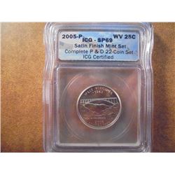 2005-P WEST VIRGINIA QUARTER ICG SP69 SATIN FINISH