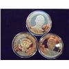 Image 1 : 3-2009 BARACK OBAMA INAUGURATION TOKENS (PF) ALL THREE ARE GOLD IN COLOR AND ARE SILVER DOLLAR SIZED