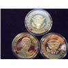 Image 2 : 3-2009 BARACK OBAMA INAUGURATION TOKENS (PF) ALL THREE ARE GOLD IN COLOR AND ARE SILVER DOLLAR SIZED