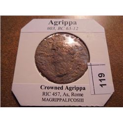 63-12 B.C. AGRIPPA ANCIENT COIN