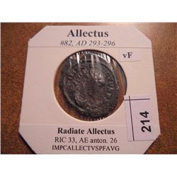 293-296 A.D. ALLECTUS ANCIENT COIN VERY FINE