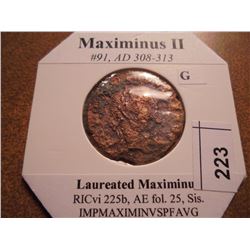 308-313 A.D. MAXIMINUS II ANCIENT COIN