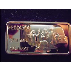 1 OZ. 24KT GOLD PLATED .999 SILVER INGOT NEBRASKA