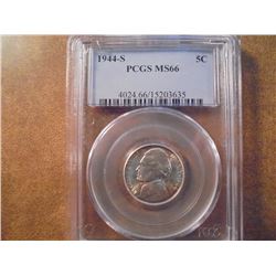 1944-S 35% SILVER JEFFERSON WAR NICKEL PCGS MS66