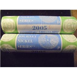 2 ROLLS OF 2005 P & D WESTWARD JOURNEY NICKELS OCEAN IN VIEW, UNC