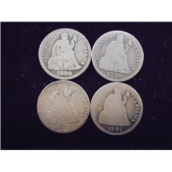 1890,90-S,91 & 91-O SEATED LIBERTY DIMES