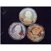 Image 1 : 3-2009 BARACK OBAMA INAUGURATION TOKENS (PF) TWO ARE GOLD IN COLOR & 1 IS SILVER COLORED AND ARE SIL