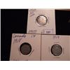 Image 1 : 1913,18 & 19 CANADA SILVER 5 CENTS